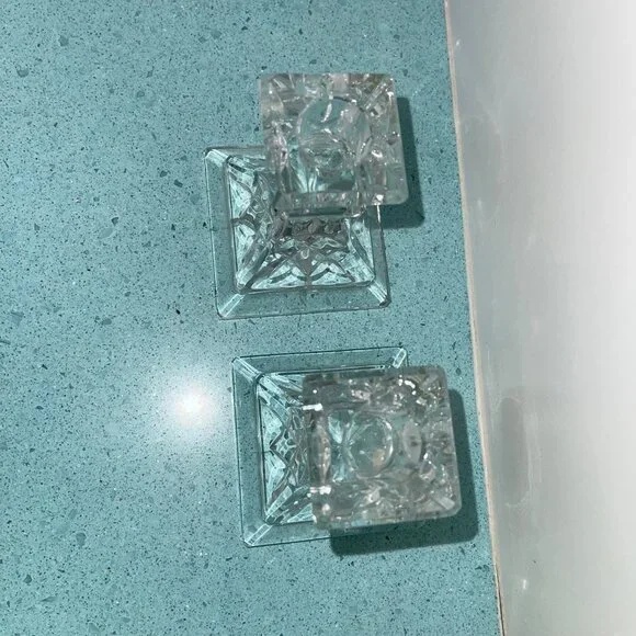 Waterford Vintage MCM Candle Sticks Pair Crystal Collectible Decor - Picture 8 of 12